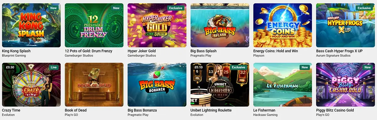 Unibet Casino top games